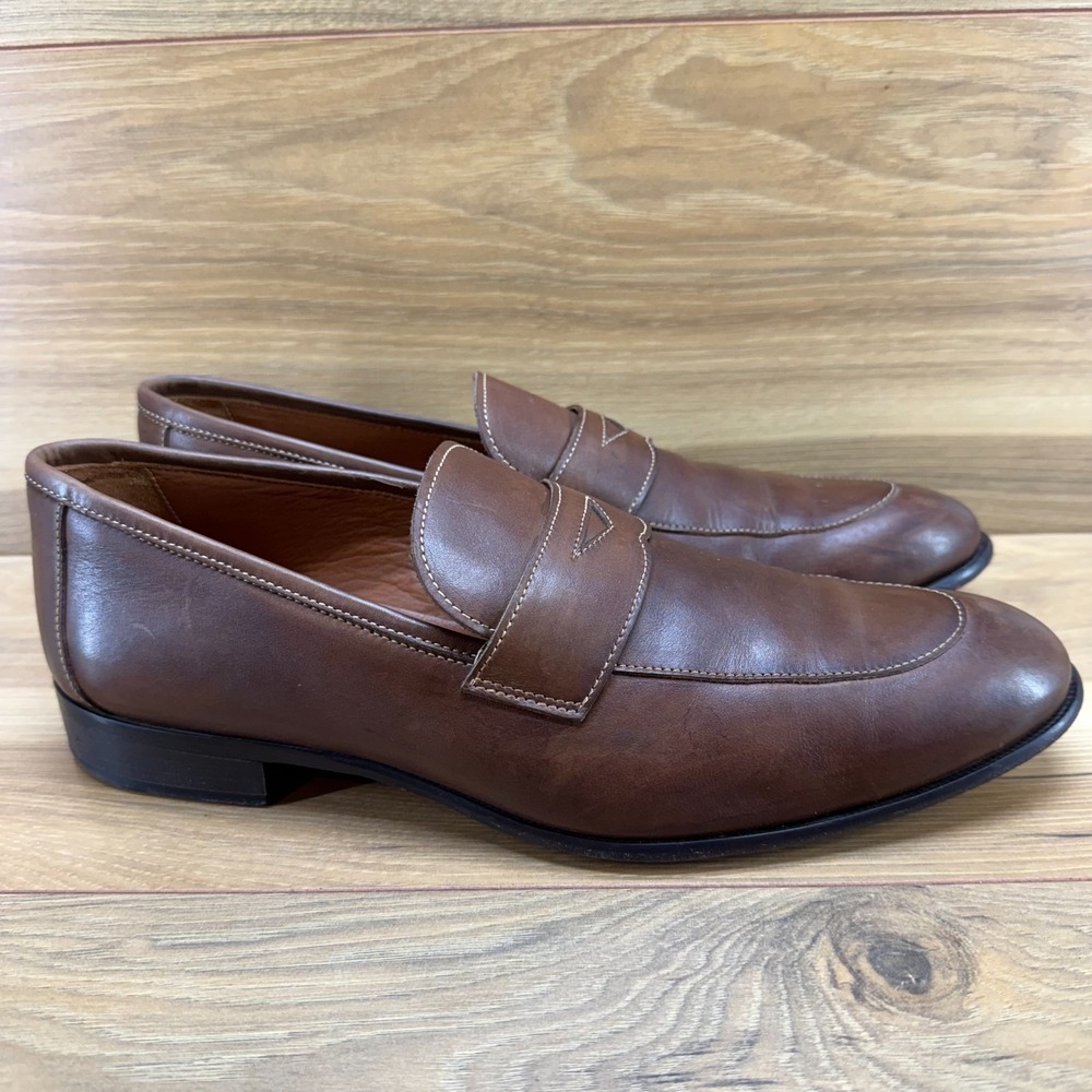 PAUL EVANS Stewart Penny Loafers Mens 9 Brown Leather Business Casual Old Money